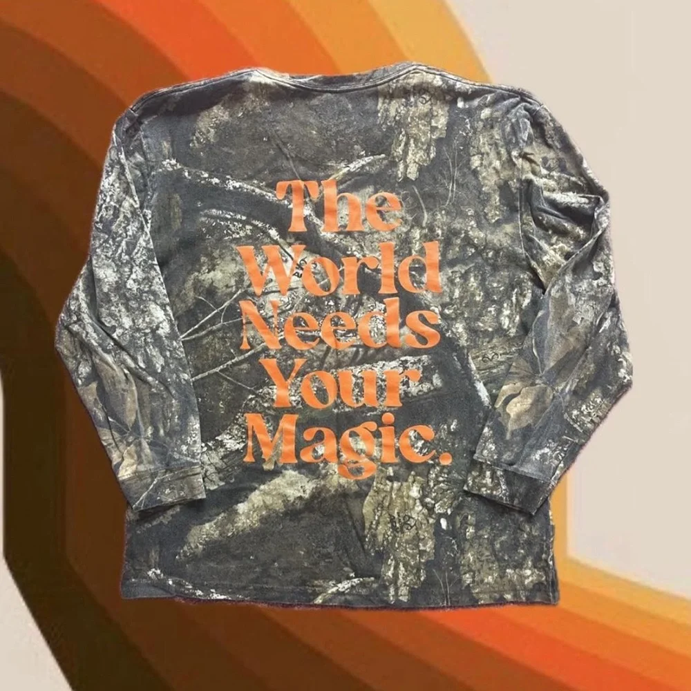 Dressed in LALA Camouflage Long Sleeve Tee with Orange Smiley (S/M) - Picture 3 of 3